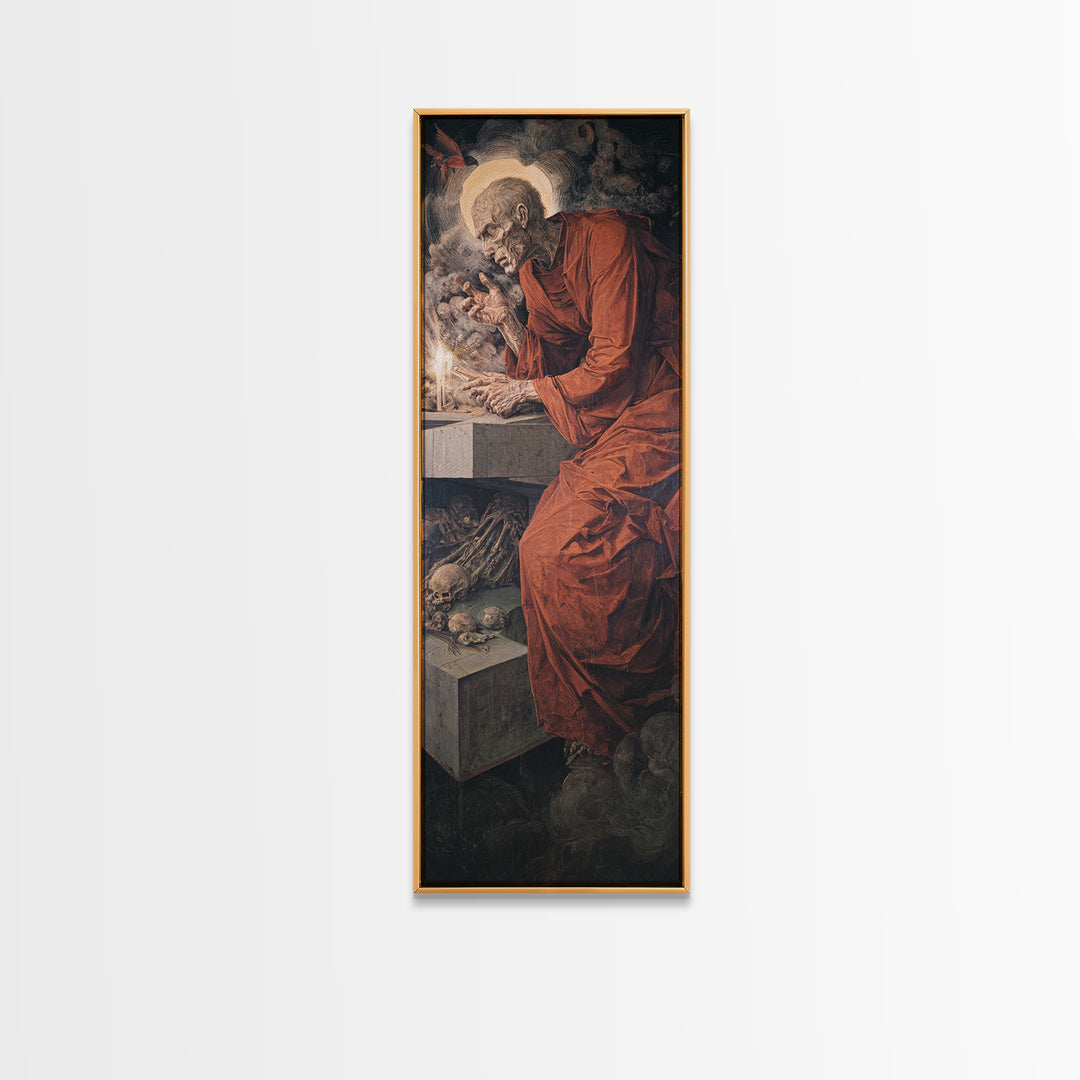 The Forgotten Crypt, Dark Renaissance Art, Tall Narrow Wall Art, Macabre Wall Art, Canvas Print, Halloween Wall Art