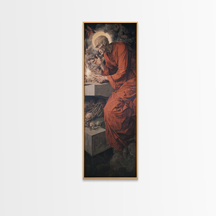 The Forgotten Crypt, Dark Renaissance Art, Tall Narrow Wall Art, Macabre Wall Art, Canvas Print, Halloween Wall Art