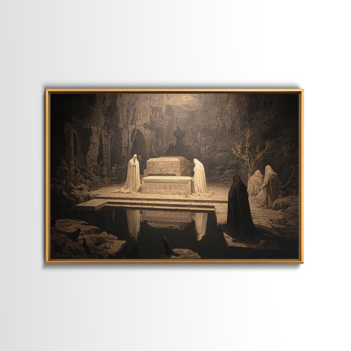 The Forgotten Crypt, Symbolist Gothic Landscape, Landscape Wall Art, Dark Halloween Decor, Canvas Print, Halloween Wall Art