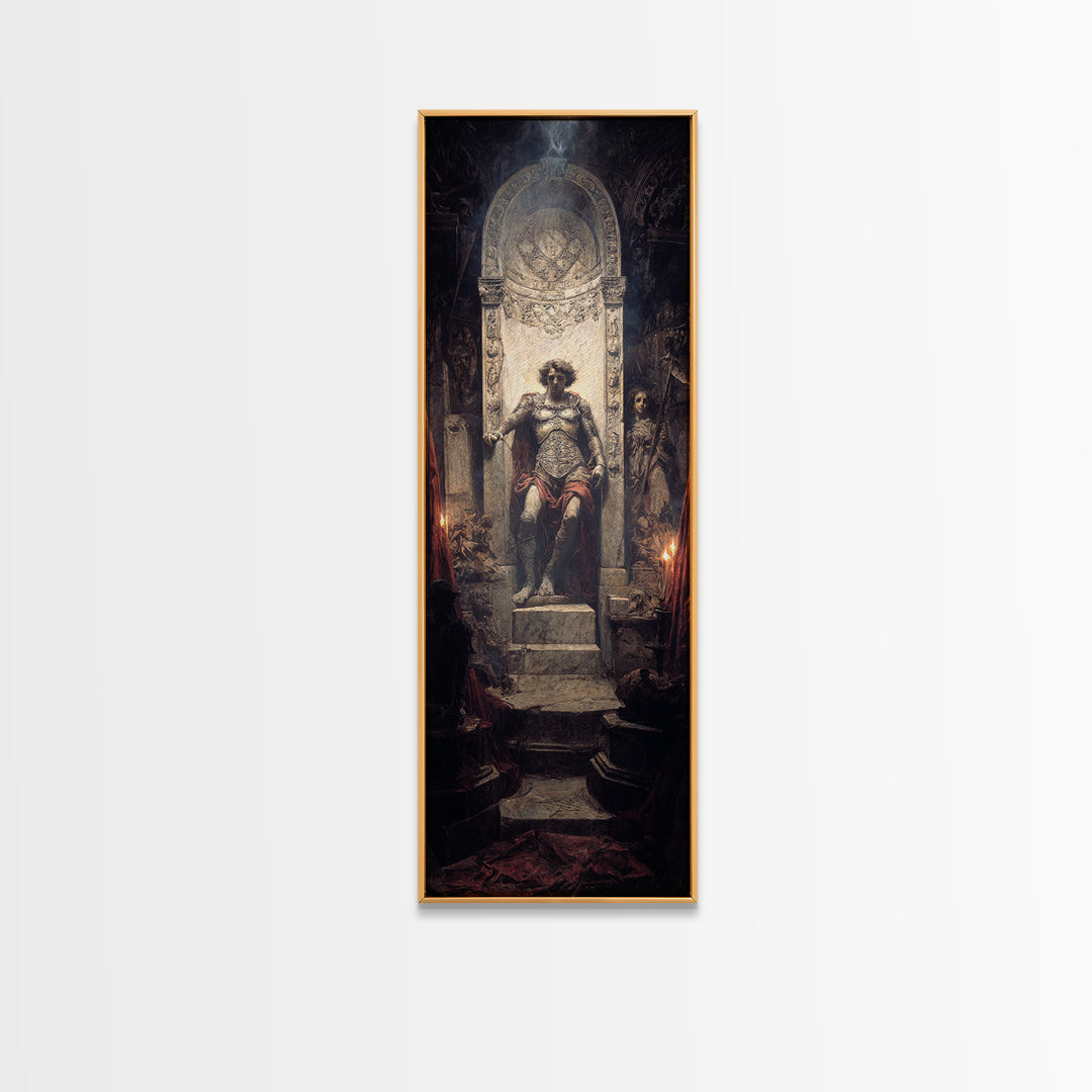 The Forgotten Crypt, Ornate Symbolist Art, Tall Narrow Wall Art, Dark Halloween Decor, Framed Canvas Print, Halloween Wall Art