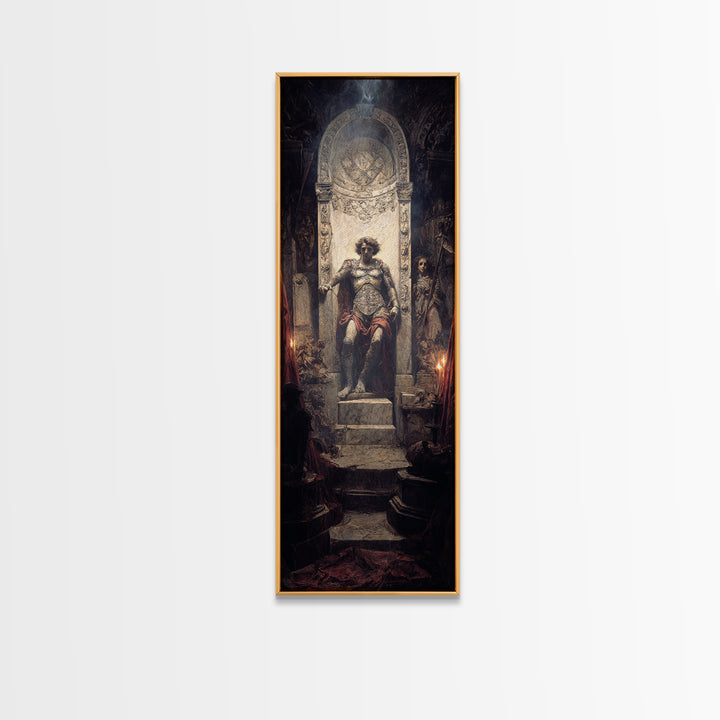 The Forgotten Crypt, Ornate Symbolist Art, Tall Narrow Wall Art, Dark Halloween Decor, Framed Canvas Print, Halloween Wall Art