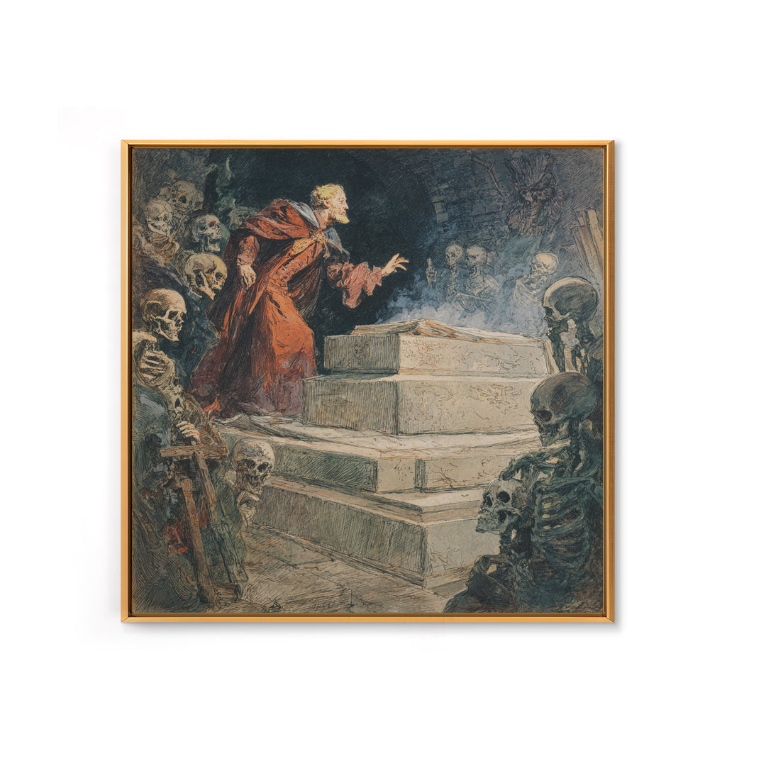 The Forgotten Crypt, Grotesque Carnival Art, Square Wall Art, Dark Halloween Decor, Canvas Print, Halloween Wall Art, Dark Fantasy Art