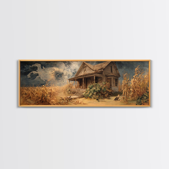 The Possessed Farmhouse, Dark Renaissance Art, Extra Wide Wall Art, Gothic Horror Wall Art, Canvas Print, Halloween Wall Art