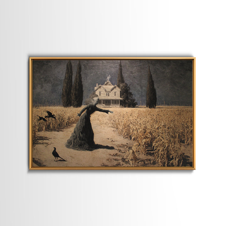 The Possessed Farmhouse, Symbolist Gothic Landscape, Landscape Wall Art, Gothic Horror Wall Art, Framed Canvas Print, Halloween Wall Art