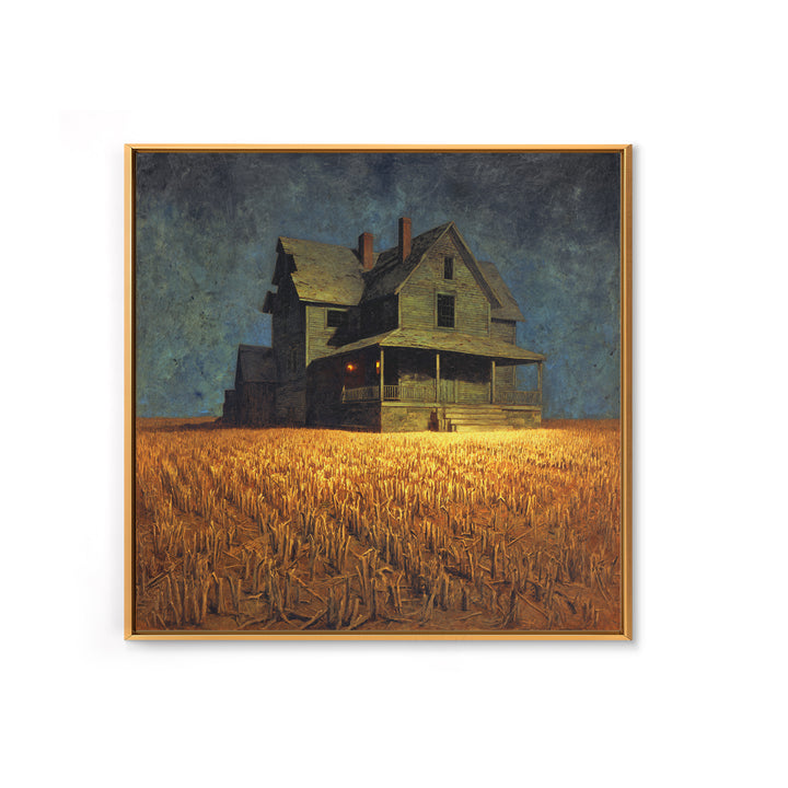 The Possessed Farmhouse, Dark Symbolist Art, Square Wall Art, Dark Fantasy Wall Art, Canvas Print, Halloween Wall Art