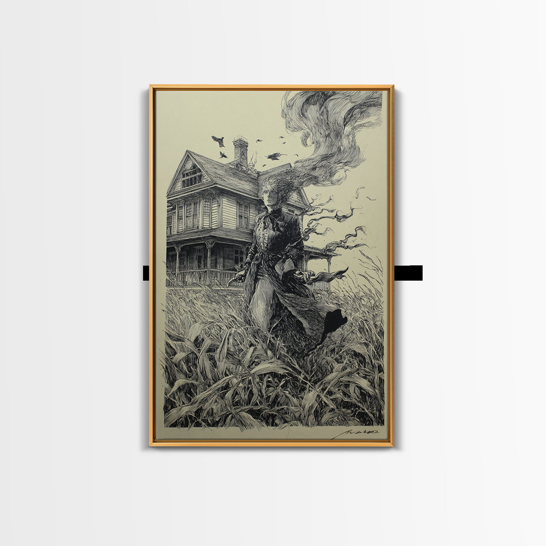 The Possessed Farmhouse, Victorian Macabre Art, Vertical Wall Art, Dark Fantasy Wall Art, Canvas Print, Halloween Wall Art