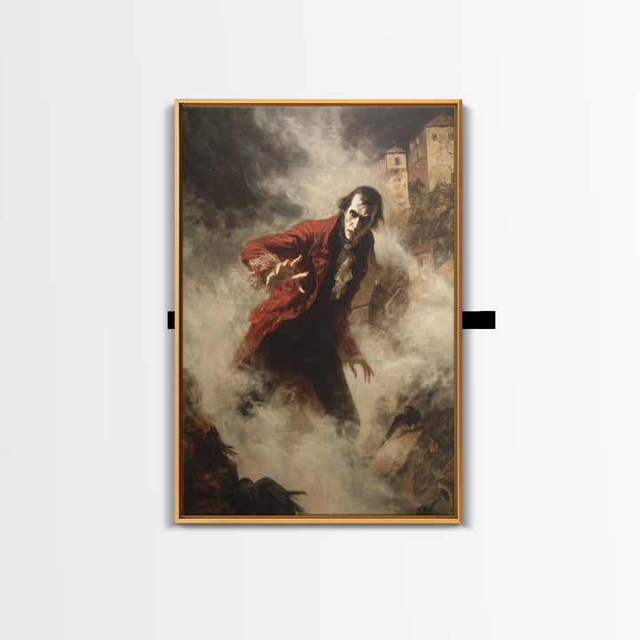 The Vampire Castle, Dark Romantic Horror Art, Vertical Wall Art, Macabre Wall Art, Canvas Print, Halloween Wall Art, Seasonal Home Decor