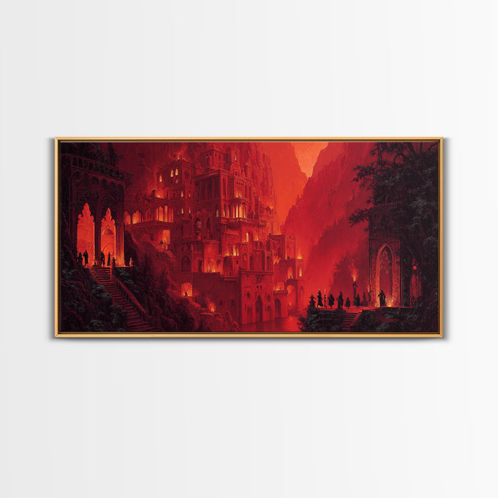 The Vampire Castle, Apocalyptic Romantic Art, Wide Panoramic Art, Dark Halloween Decor, Canvas Print, Halloween Wall Art, Horror Wall Art
