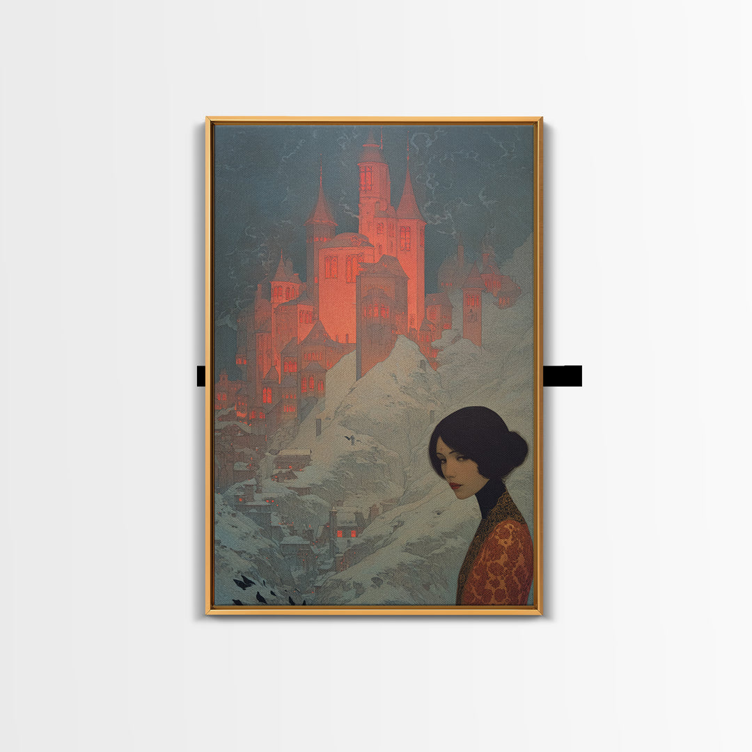 The Vampire Castle, Symbolist Death Art, Vertical Wall Art, Macabre Wall Art, Canvas Print, Halloween Wall Art, Horror Wall Art