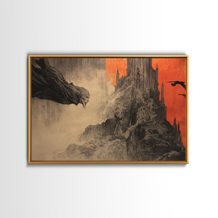The Vampire Castle, Expressionist Nightmare Art, Landscape Wall Art, Gothic Horror Wall Art, Canvas Print, Halloween Wall Art