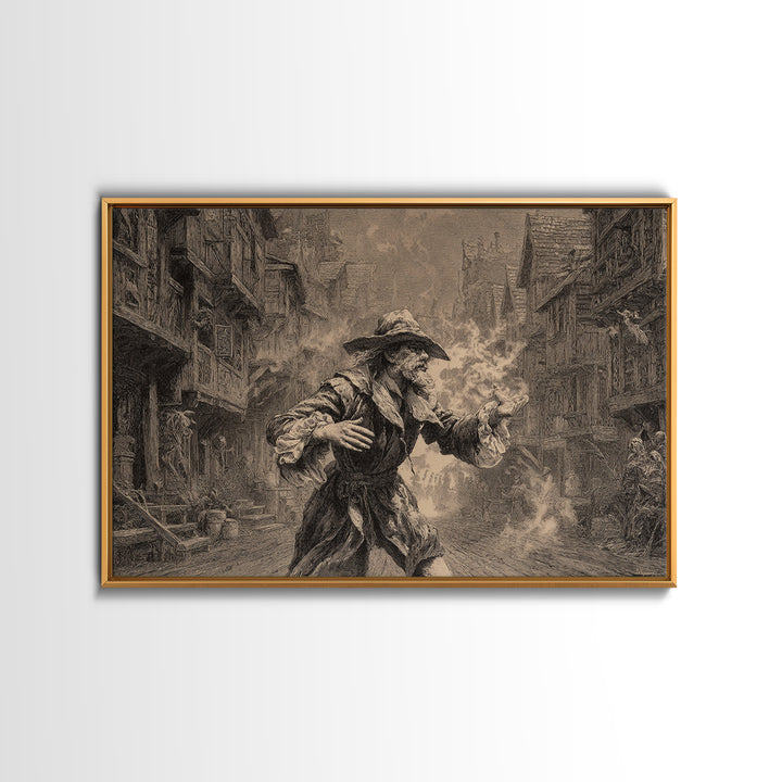 The Ghost Town Main Street, Baroque Witchcraft Art, Landscape Wall Art, Dark Halloween Decor, Canvas Print, Halloween Wall Art