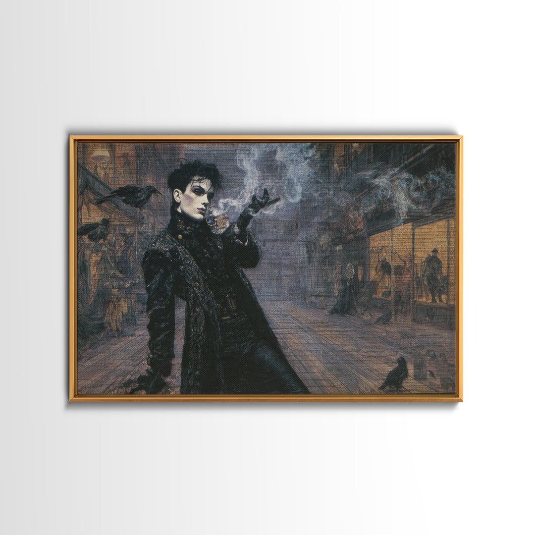 The Ghost Town Main Street, Dark Symbolist Art, Landscape Wall Art, Gothic Horror Wall Art, Framed Canvas Print