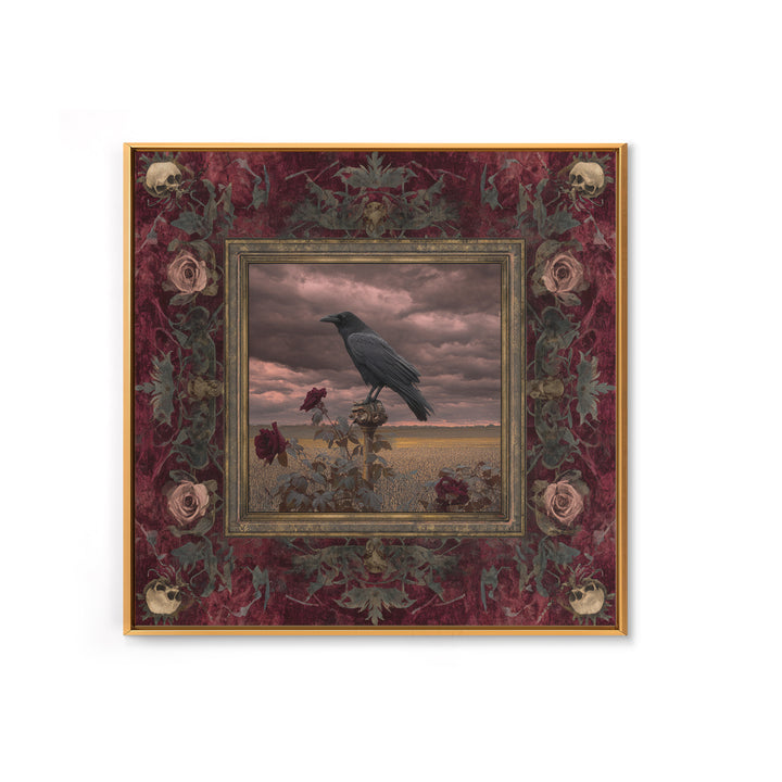 Storm Clouds over an Abandoned Field Canvas Print, Dark Art, Living Room Decor, Fine Art, Nocturne, Luxury Decor, DAR-1x1-14