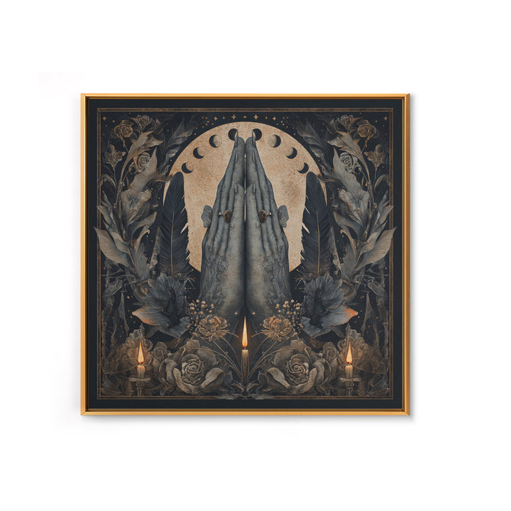 Occult Celestial Hands Canvas Print, Dark Art, Painting, Living Room Decor, Fine Art, Nocturne, Gothic Wall Art, Moody Wall Art, DAR-1x1-20