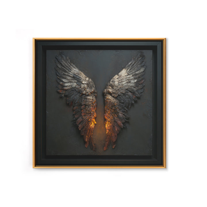 Dark Angel Wings Canvas Print, Dark Art, Moody Wall Art, Living Room Decor, Fine Art, Nocturne, Gallery Decor, Neutral Decor, DAR-1x1-31