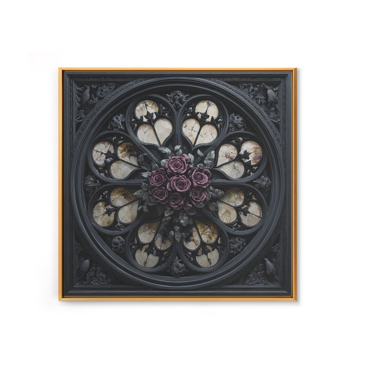 Gothic Cathedral Window Framed Canvas Print, Dark Art, Room Decor, Living Room Decor, Fine Art, Nocturne, Digital Art, DAR-1x1-40