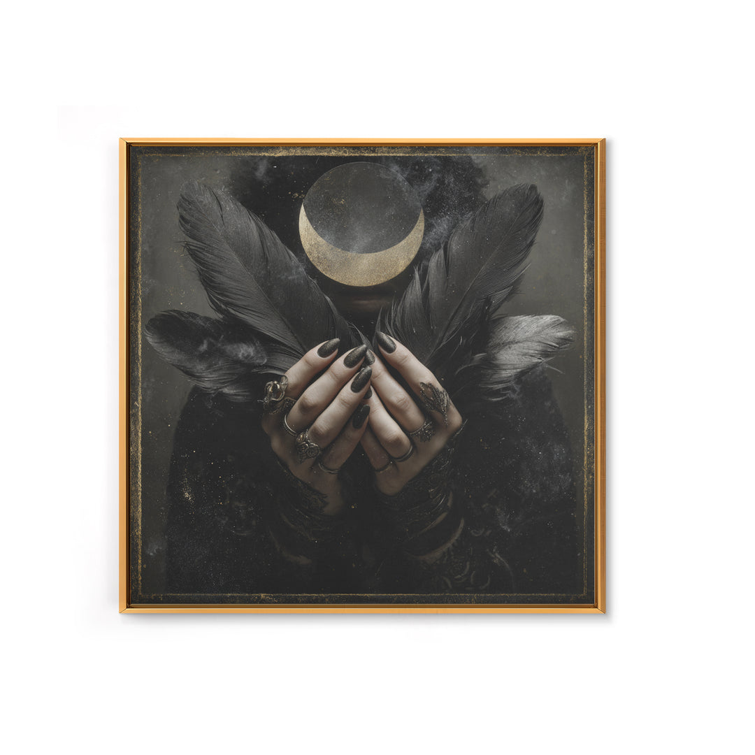 Occult Celestial Hands Framed Canvas Print, Dark Art, Horror Decor, Living Room Decor, Fine Art, Nocturne, Statement Artwork, DAR-1x1-68