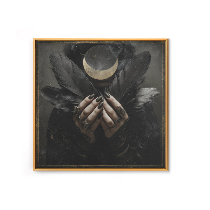 Occult Celestial Hands Framed Canvas Print, Dark Art, Horror Decor, Living Room Decor, Fine Art, Nocturne, Statement Artwork, DAR-1x1-68