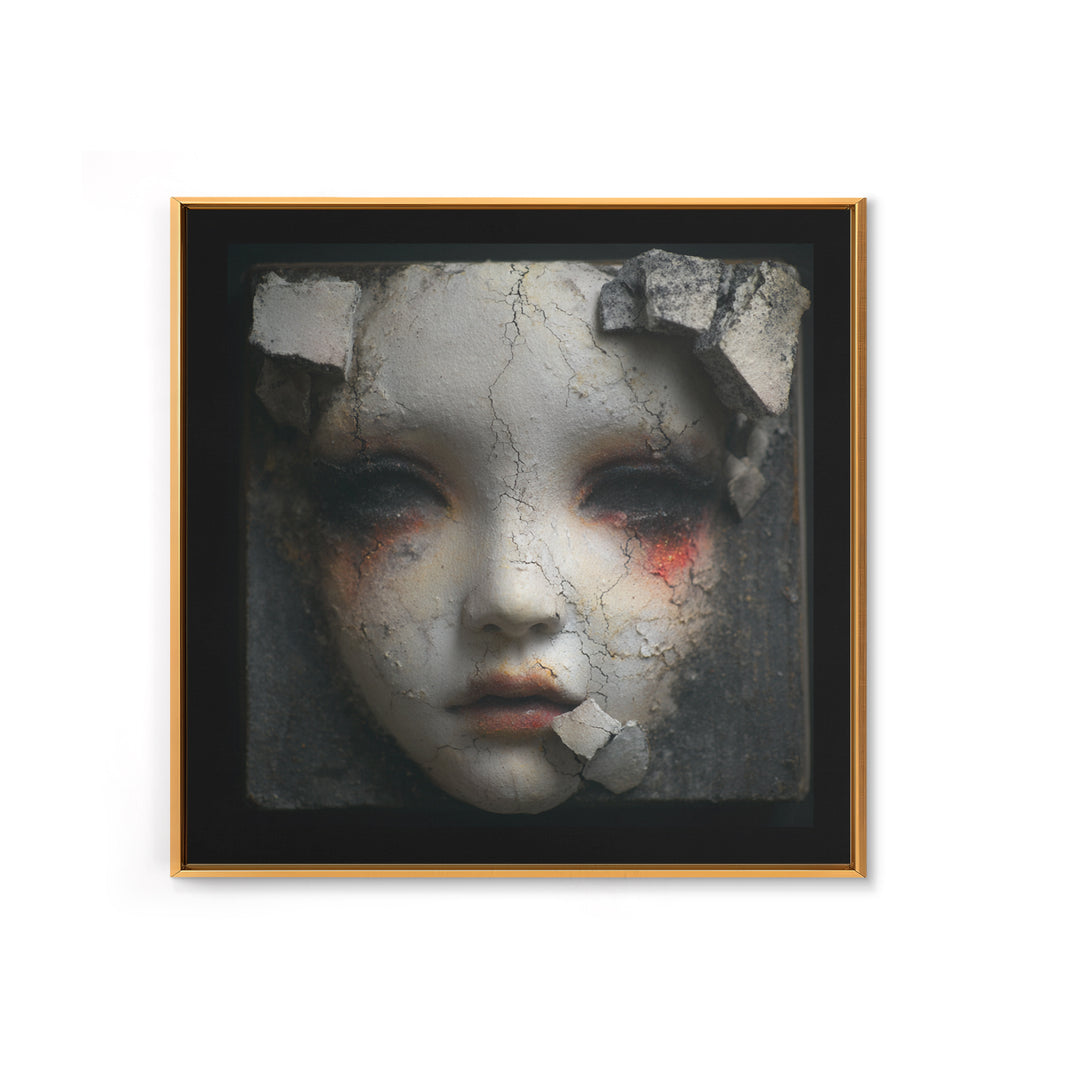 Cracked Porcelain Doll Portrait Canvas Print, Dark Art, Fine Art Print, Living Room Decor, Oil Painting, Nocturne, Wall Decor, DAR-1x1-95