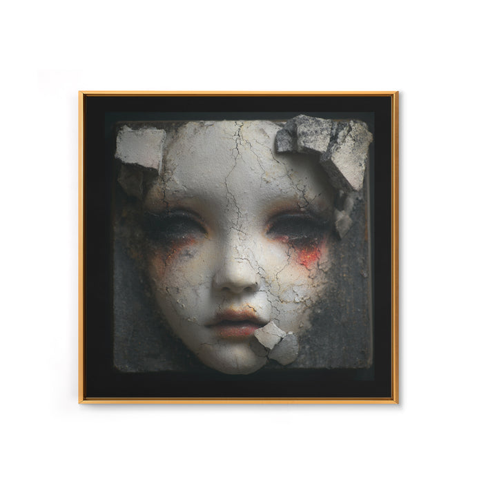 Cracked Porcelain Doll Portrait Canvas Print, Dark Art, Fine Art Print, Living Room Decor, Oil Painting, Nocturne, Wall Decor, DAR-1x1-95