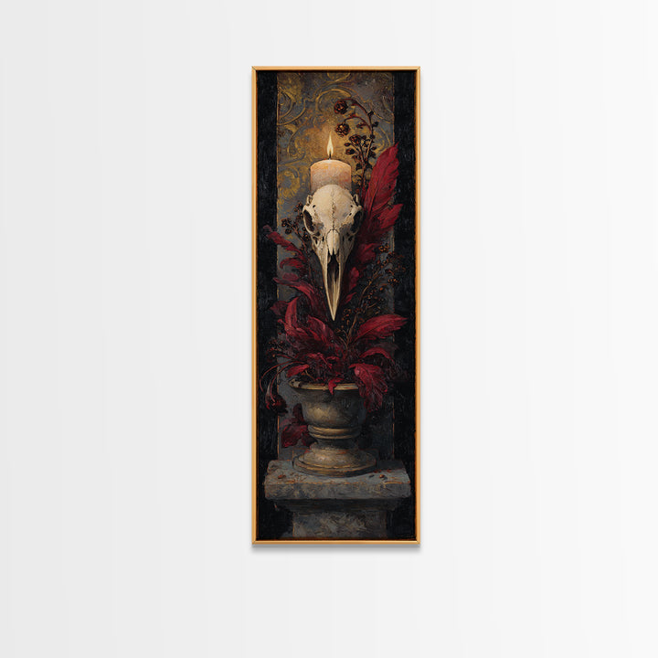 Baroque Skull and Red Velvet Vanitas Canvas Print, Dark Art, Weird Art, Living Room Decor, Fine Art, Nocturne, DAR-1x3-22