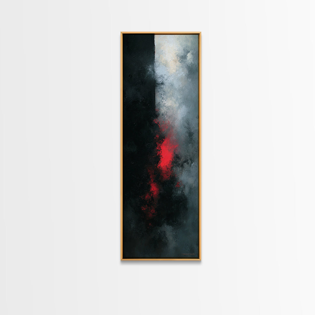 Deep Charcoal Abstract Canvas Print, Dark Art, Gothic Wall Art, Living Room Decor, Nocturne, Spooky Decor, Gallery Decor, DAR-1x3-33