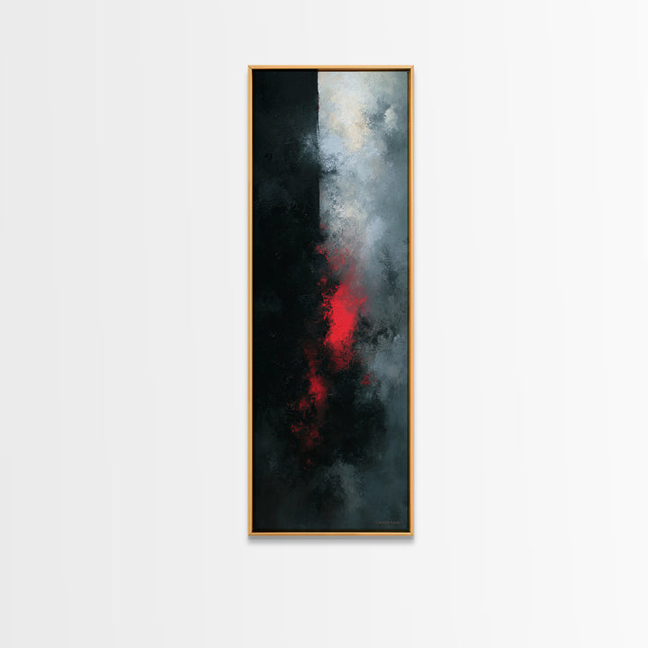 Deep Charcoal Abstract Canvas Print, Dark Art, Gothic Wall Art, Living Room Decor, Nocturne, Spooky Decor, Gallery Decor, DAR-1x3-33