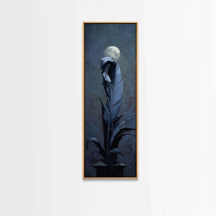 Silent Graveyard with Blue Moon Haze Canvas Print, Dark Art, Statement Artwork, Living Room Decor, Fine Art, Nocturne, DAR-1x3-78