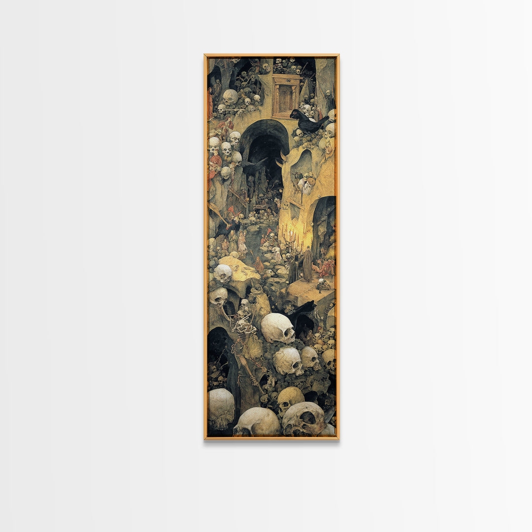 The Endless Catacombs, Medieval Grotesque Art, Tall Narrow Wall Art, Dark Halloween Decor, Canvas Print, Halloween Wall Art