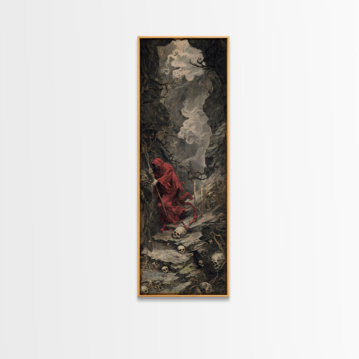 The Endless Catacombs, Baroque Witchcraft Art, Tall Narrow Wall Art, Dark Fantasy Wall Art, Framed Canvas Print, Halloween Wall Art