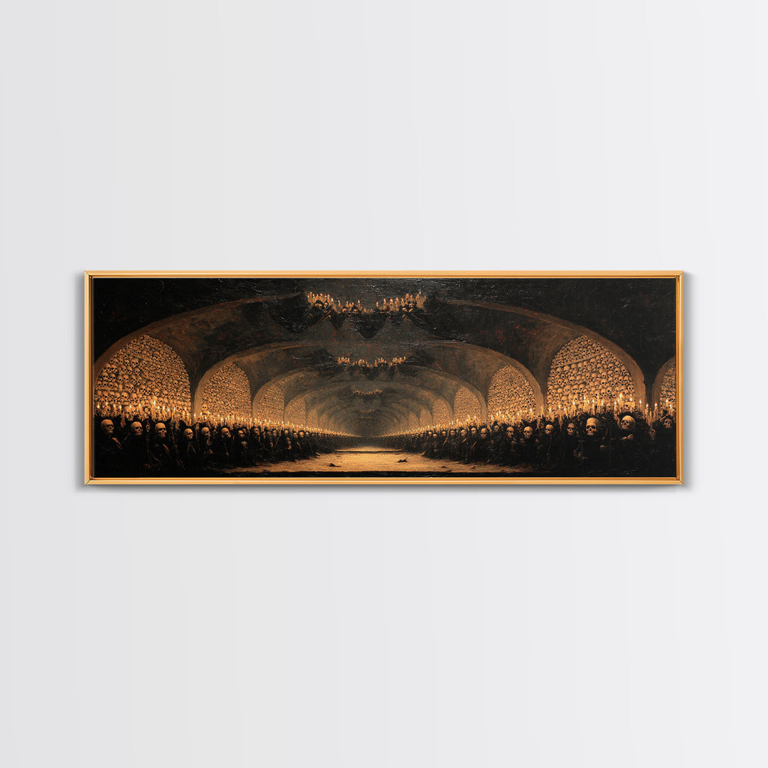 The Endless Catacombs, Dark Romantic Horror Art, Extra Wide Wall Art, Gothic Horror Wall Art, Framed Canvas Print, Halloween Wall Art