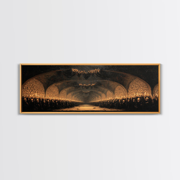 The Endless Catacombs, Dark Romantic Horror Art, Extra Wide Wall Art, Gothic Horror Wall Art, Framed Canvas Print, Halloween Wall Art