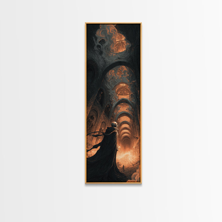 The Endless Catacombs, Apocalyptic Romantic Art, Tall Narrow Wall Art, Macabre Wall Art, Canvas Print, Halloween Wall Art, Halloween Decor