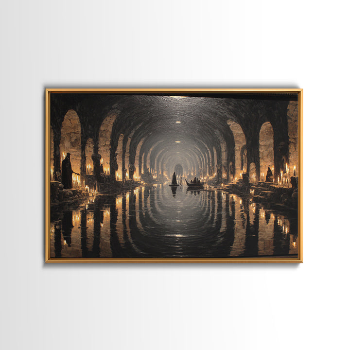 The Endless Catacombs, Symbolist Gothic Landscape, Landscape Wall Art, Macabre Wall Art, Canvas Print, Halloween Wall Art, Dark Fantasy Art
