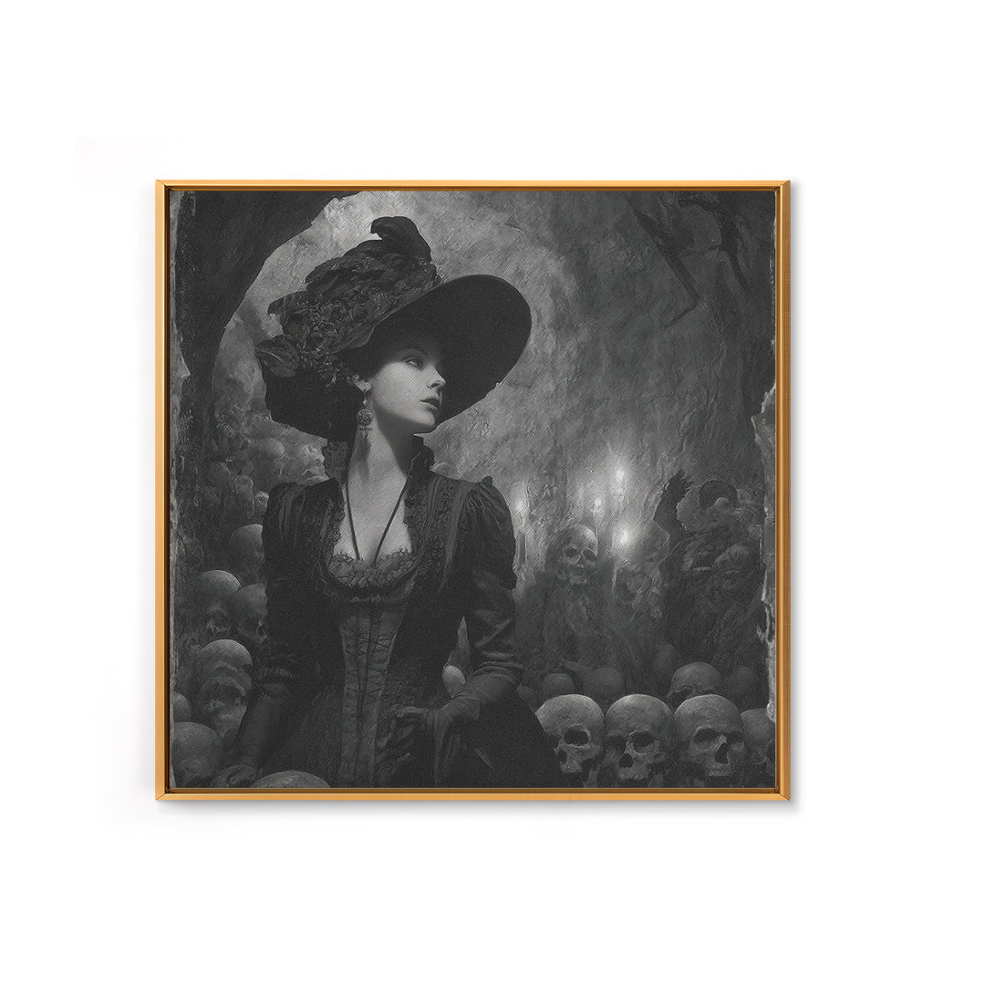 The Endless Catacombs, Decadent Gothic Art, Square Wall Art, Dark Halloween Decor, Framed Canvas Print, Halloween Wall Art