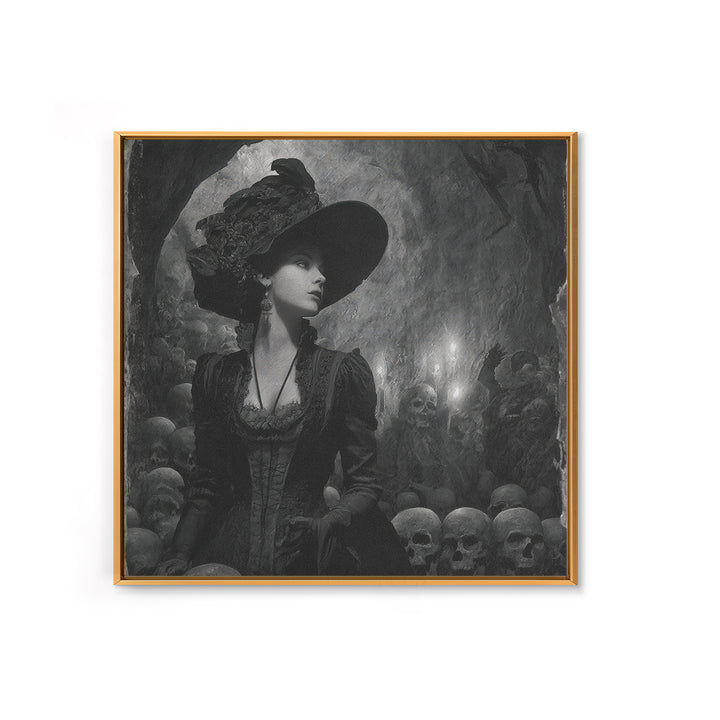 The Endless Catacombs, Decadent Gothic Art, Square Wall Art, Dark Halloween Decor, Framed Canvas Print, Halloween Wall Art