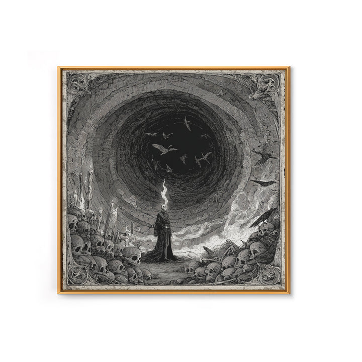 The Endless Catacombs, Expressionist Nightmare Art, Square Wall Art, Dark Fantasy Wall Art, Framed Canvas Print, Halloween Wall Art