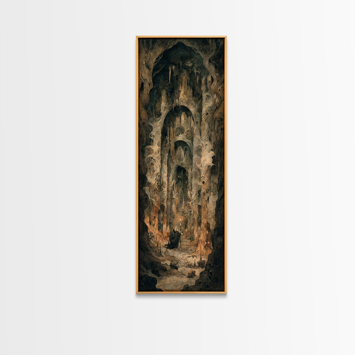 The Endless Catacombs, Gothic Storybook Art, Tall Narrow Wall Art, Dark Fantasy Wall Art, Canvas Print, Halloween Wall Art