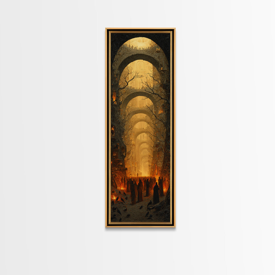 The Endless Catacombs, Surreal Apocalyptic Art, Tall Narrow Wall Art, Dark Fantasy Wall Art, Canvas Print, Halloween Wall Art