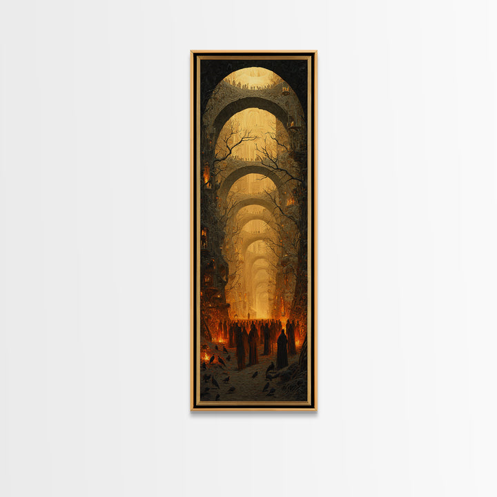 The Endless Catacombs, Surreal Apocalyptic Art, Tall Narrow Wall Art, Dark Fantasy Wall Art, Canvas Print, Halloween Wall Art