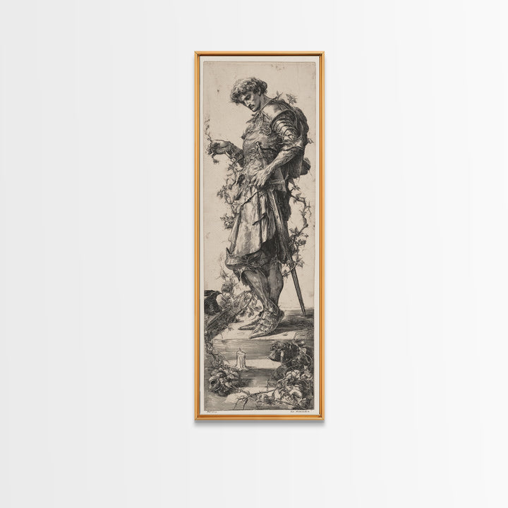 The Overgrown Chapel, Renaissance Engraving Art, Tall Narrow Wall Art, Gothic Horror Wall Art, Canvas Print, Halloween Wall Art
