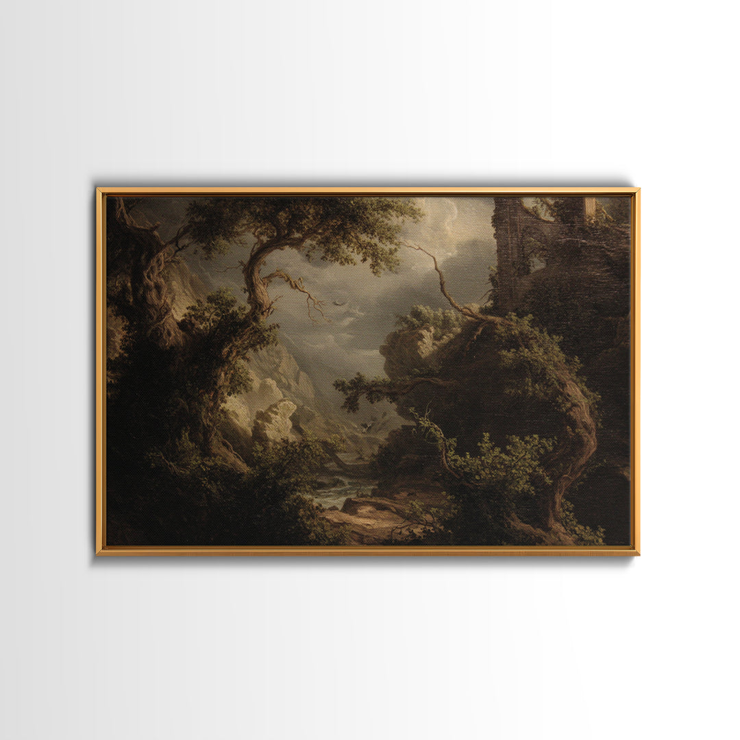 The Overgrown Chapel, Baroque Witchcraft Art, Landscape Wall Art, Dark Halloween Decor, Canvas Print, Halloween Wall Art