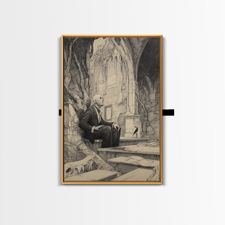 The Overgrown Chapel, Victorian Macabre Art, Vertical Wall Art, Dark Halloween Decor, Canvas Print, Halloween Wall Art, Horror Wall Art