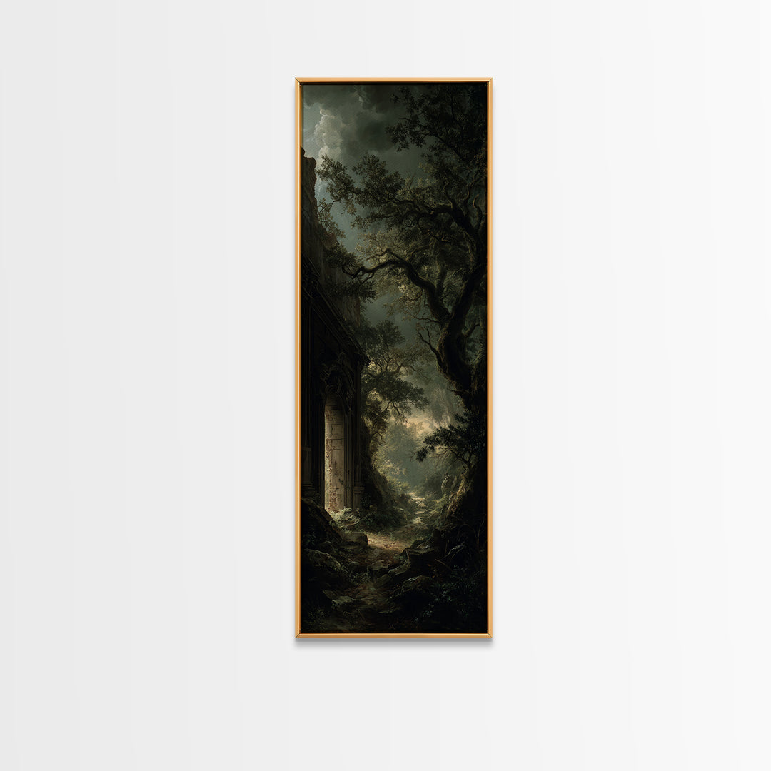 The Derelict Asylum, Baroque Witchcraft Art, Tall Narrow Wall Art, Dark Halloween Decor, Framed Canvas Print, Halloween Wall Art