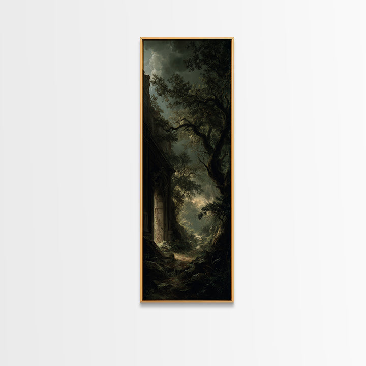 The Derelict Asylum, Baroque Witchcraft Art, Tall Narrow Wall Art, Dark Halloween Decor, Framed Canvas Print, Halloween Wall Art