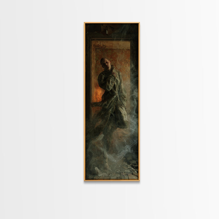 The Derelict Asylum, Visionary Gothic Art, Tall Narrow Wall Art, Dark Fantasy Wall Art, Framed Canvas Print, Halloween Wall Art