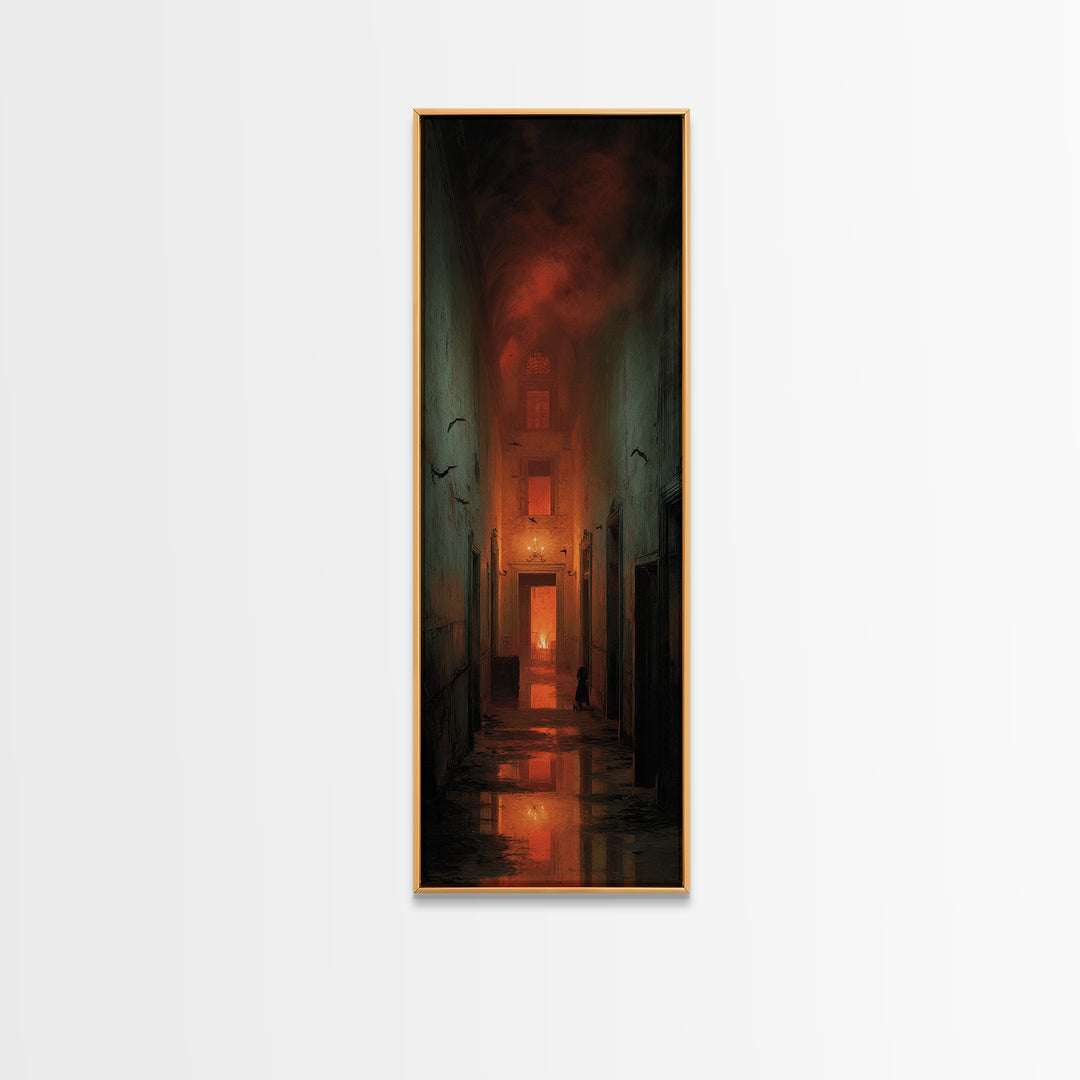 The Derelict Asylum, Apocalyptic Romantic Art, Tall Narrow Wall Art, Dark Halloween Decor, Framed Canvas Print, Halloween Wall Art