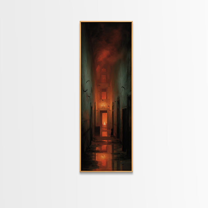 The Derelict Asylum, Apocalyptic Romantic Art, Tall Narrow Wall Art, Dark Halloween Decor, Framed Canvas Print, Halloween Wall Art