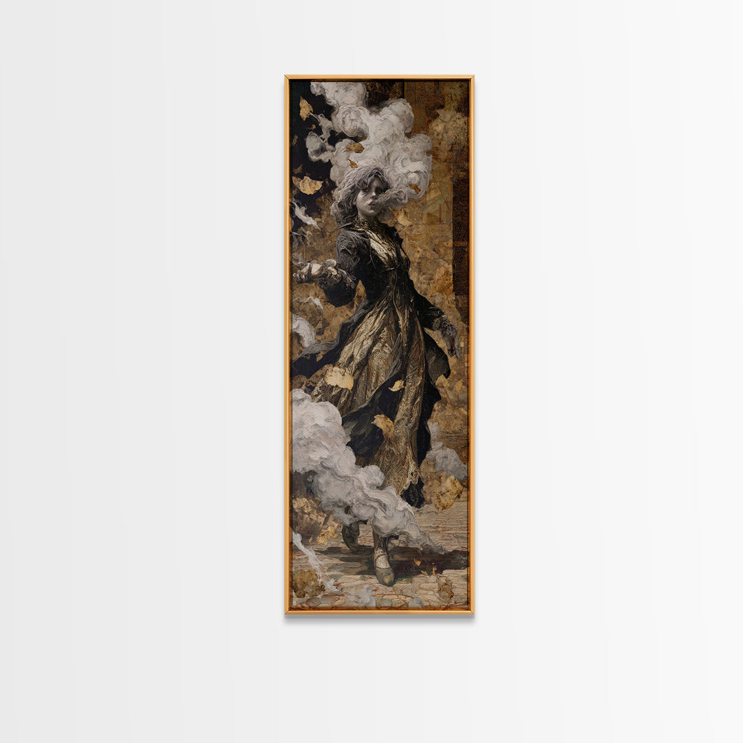 The Derelict Asylum, Ornate Symbolist Art, Tall Narrow Wall Art, Dark Fantasy Wall Art, Framed Canvas Print, Halloween Wall Art