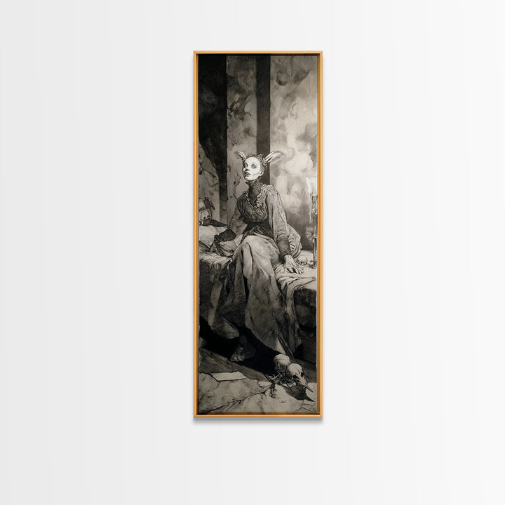 The Derelict Asylum, Decadent Gothic Art, Tall Narrow Wall Art, Dark Fantasy Wall Art, Framed Canvas Print, Halloween Wall Art